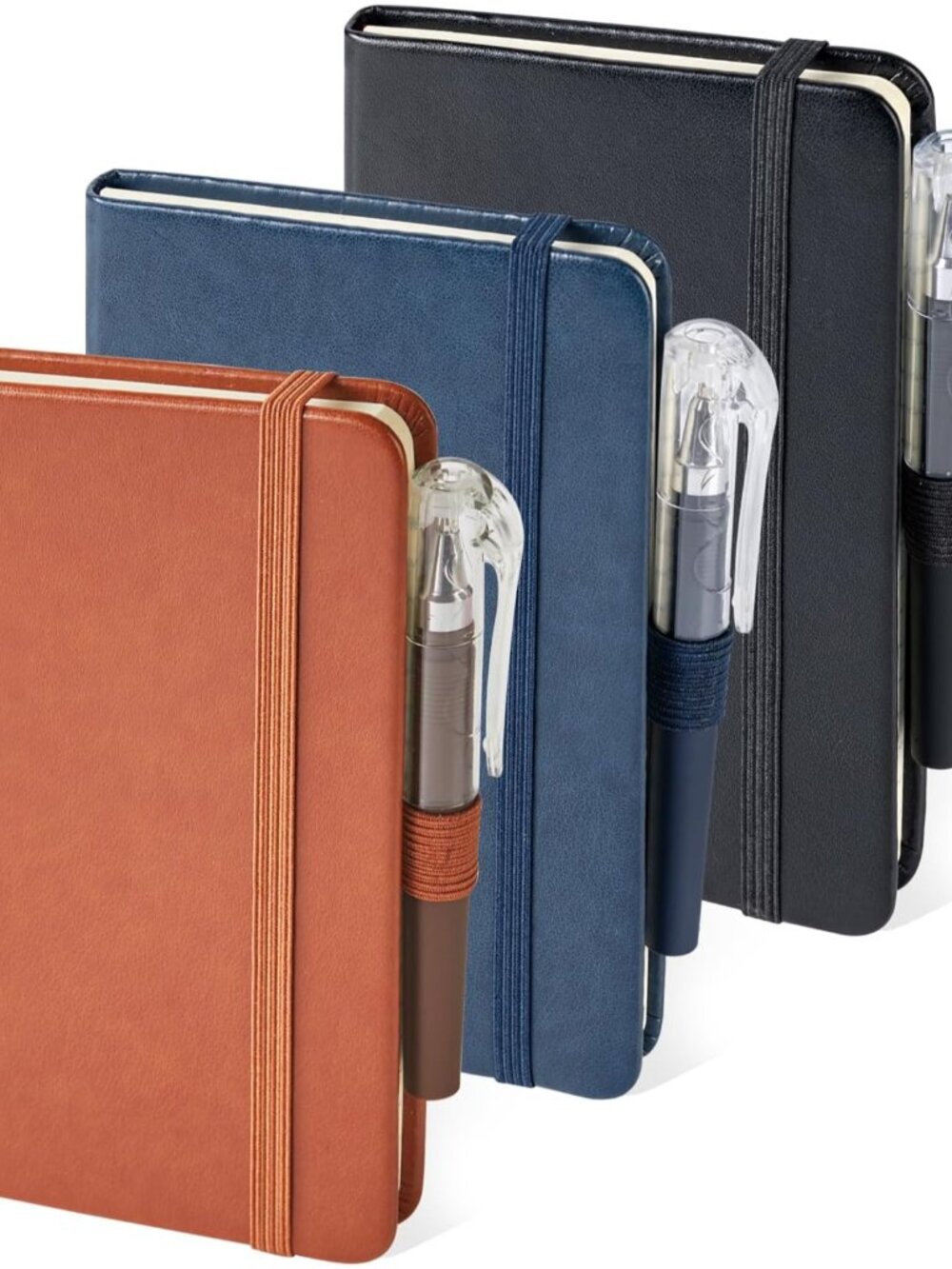 3 Pack Small Journal Notebooks, with Pen, 3.7" x 5.7", PU Leather Cover